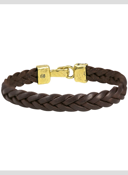 Unified Front Leather Bracelet - Brass