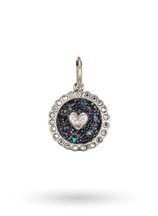 Cherishment Heart Charm - Sterling Silver & Crystals