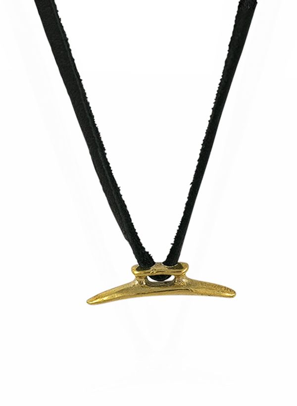 Boat Cleat Leather Necklace - Brass