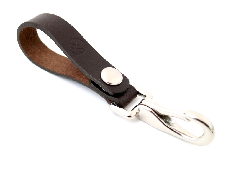 Key Chain w Clip - Brown & Sterling Silver