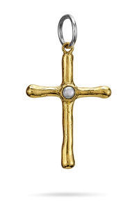 Poetic Cross with Pearl Pendant -  Ceramic Coated Brass