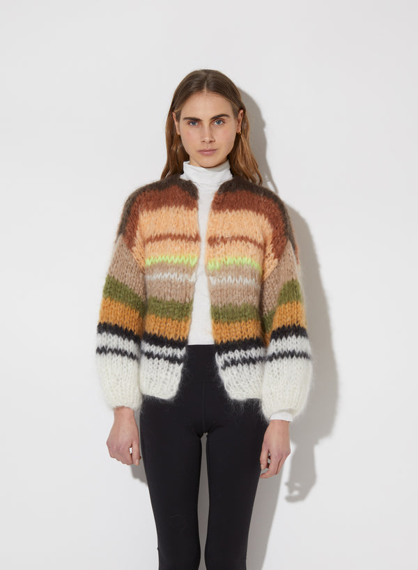 Mohair Bomber Cardigan Striped - Sunny Country