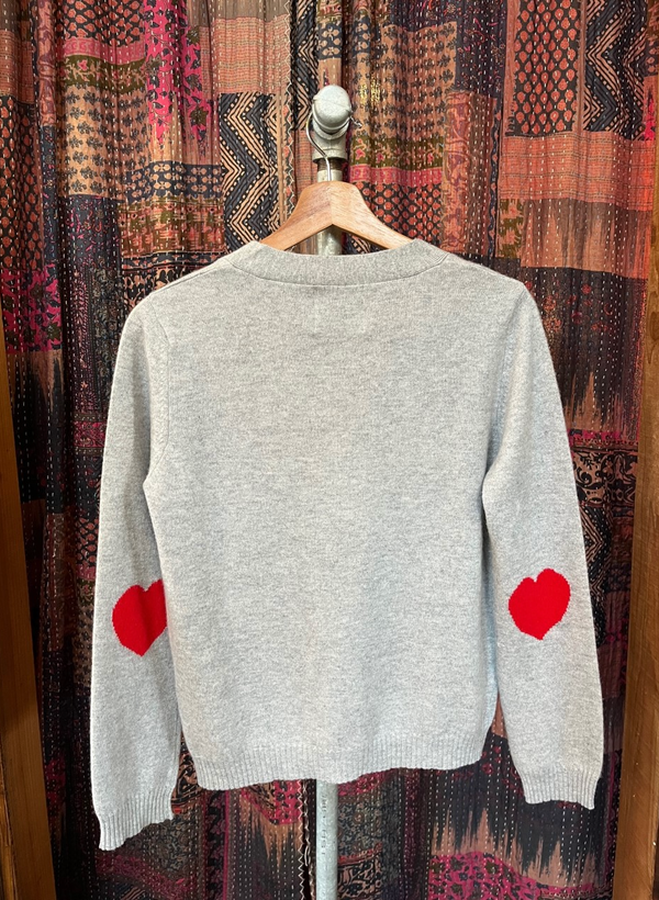 Heart Patch Cardigan Silver Red