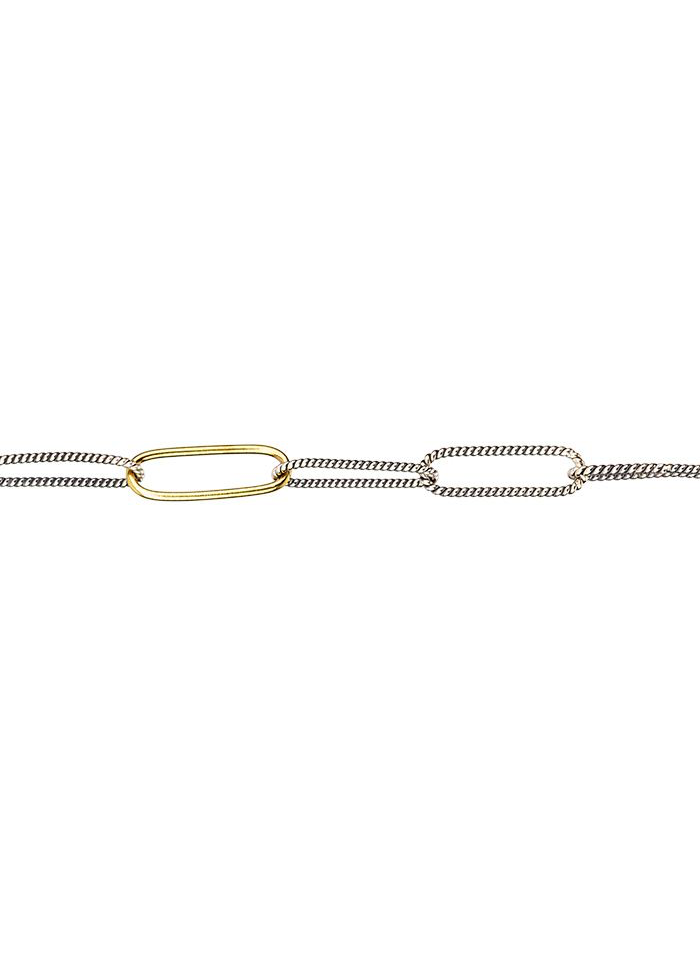 Golden Interval Paperclip Chain 18" - Sterling Silver & Brass