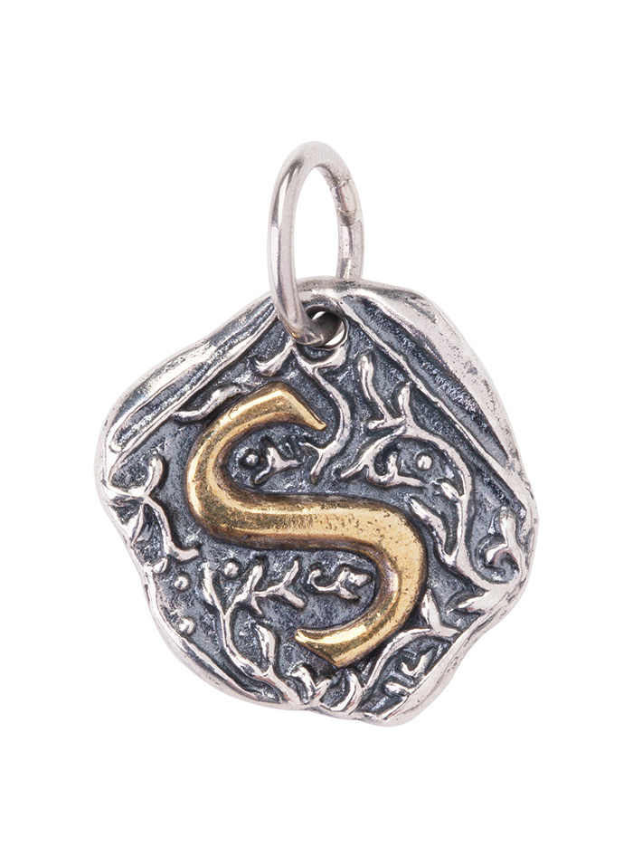Century Insignia Charm -S- Sterling Silver & Brass