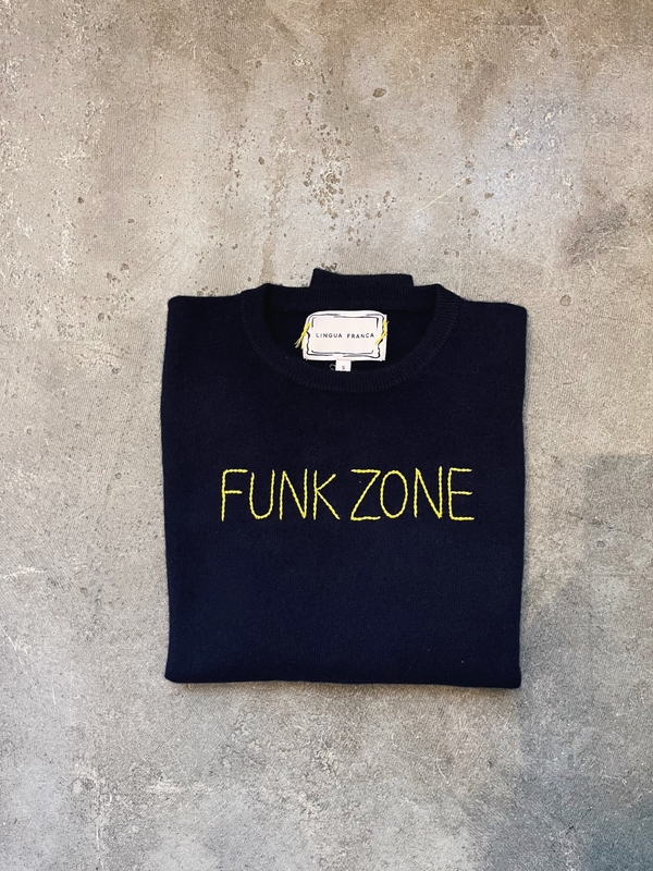 "Funk Zone" Embroidered Crewneck - Navy/Yellow