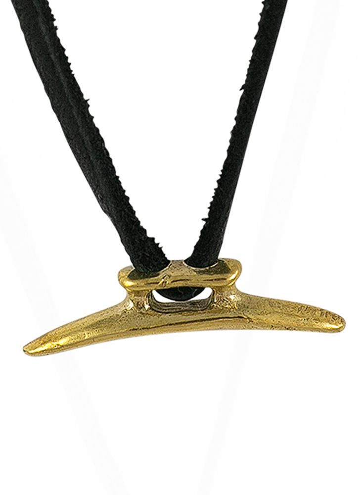 Boat Cleat Leather Necklace - Brass