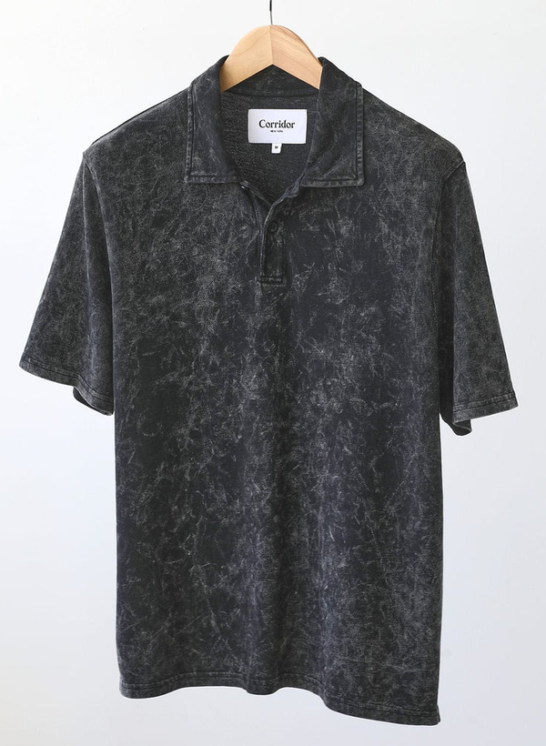 Acid Wash Short Sleeve Polo