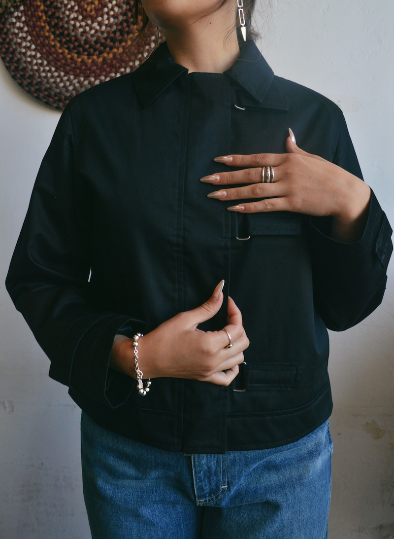 The Cropped Car Jacket - Black