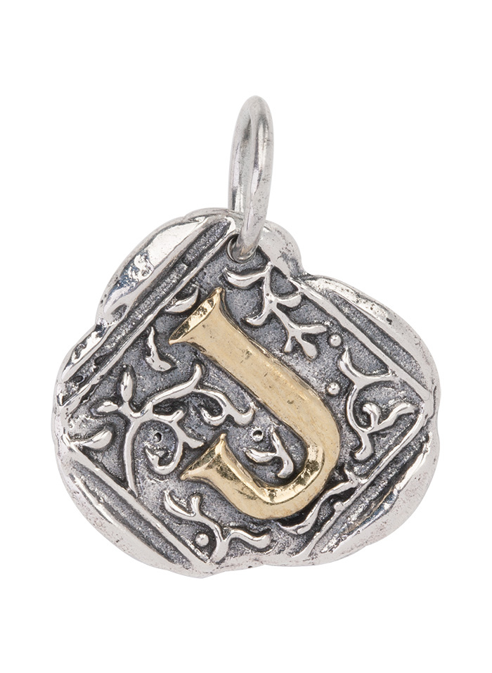 Century Insignia Charm -J- Sterling Silver & Brass