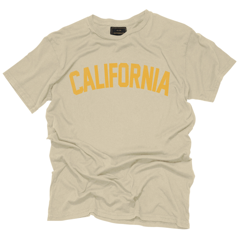 California Tee Yellow Script - Sand