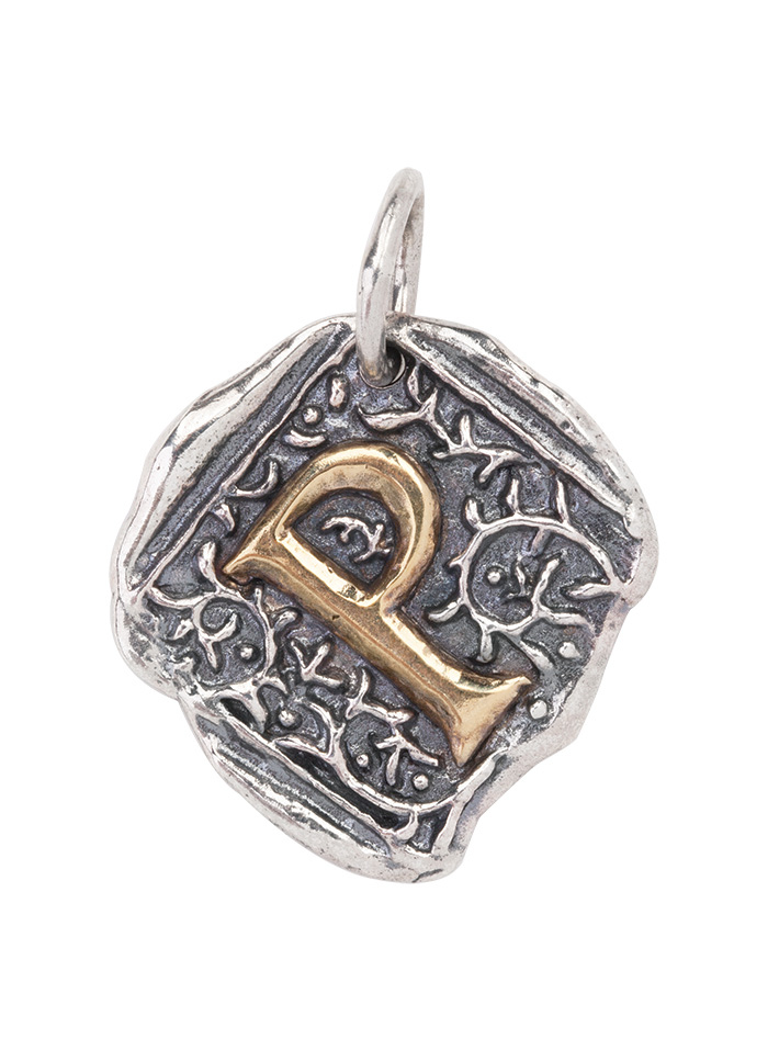 Century Insignia Charm -P- Sterling Silver & Brass