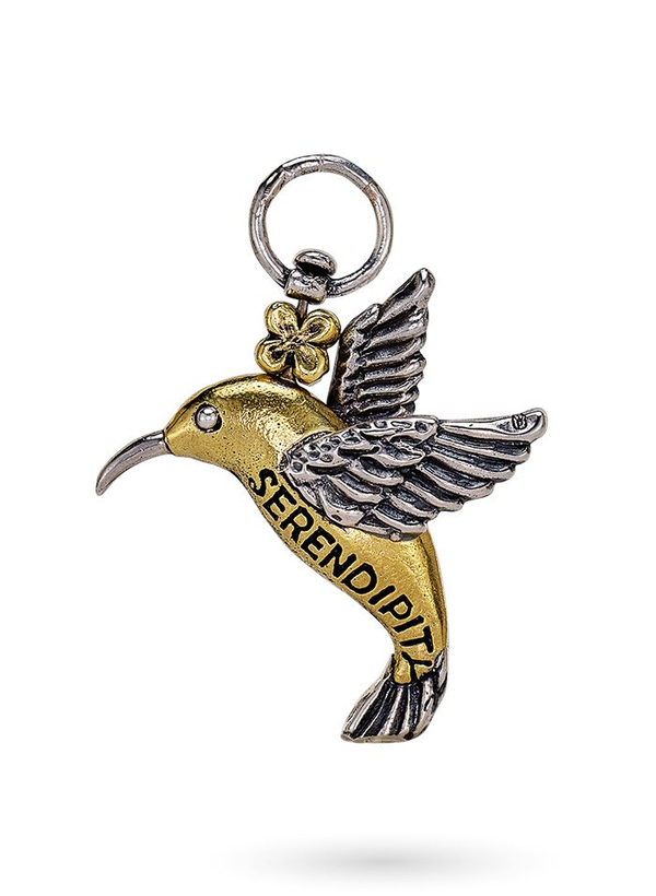 Serendipity Hummingbird Spinner Pendant - Sterling Silver & Brass
